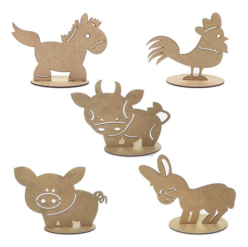 Pack 10 Centros Mesa Animales Granja Madera Fiesta Infantil