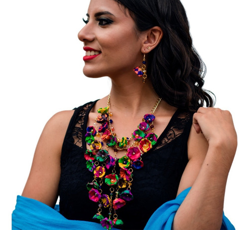 Nayeli  Collar De Flores De Palma Tejida Multicolor