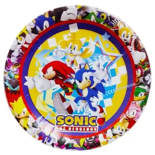 Pack 6 Uds Plato Pequeño Cartón / Diseño Sonic