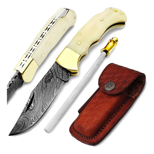 Camel Bone - Cuchillo Plegable De Cuerno De Búfalo De 6,5 Pu