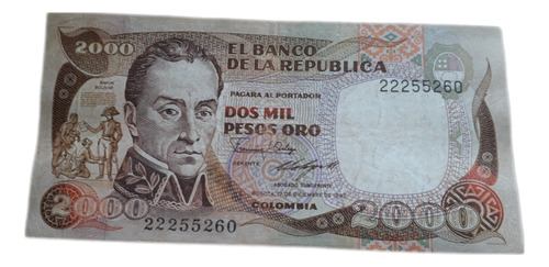 Billete Colombia 2000 Pesos Oro 1985