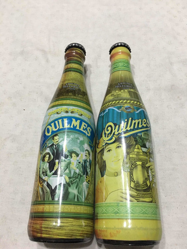 Botellas Antiguas Decorativas Estampadas Quilmes X2