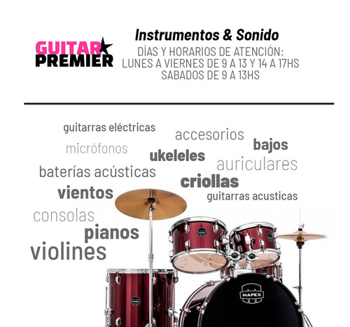 Bateria Evolution Parquer + Banqueta + Platos + Palillos 5cp