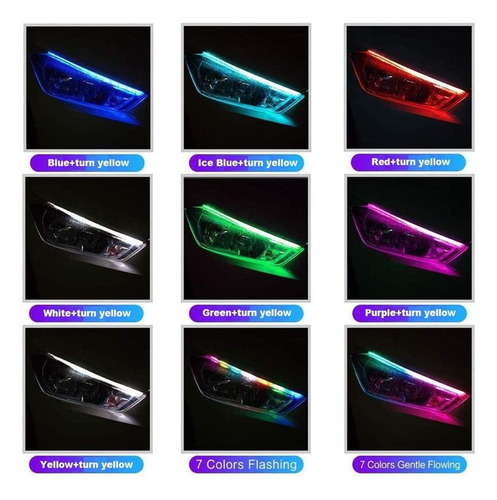 4 Par 60cm Tira Led Drl Rgb Flexible Direccional Secuencial
