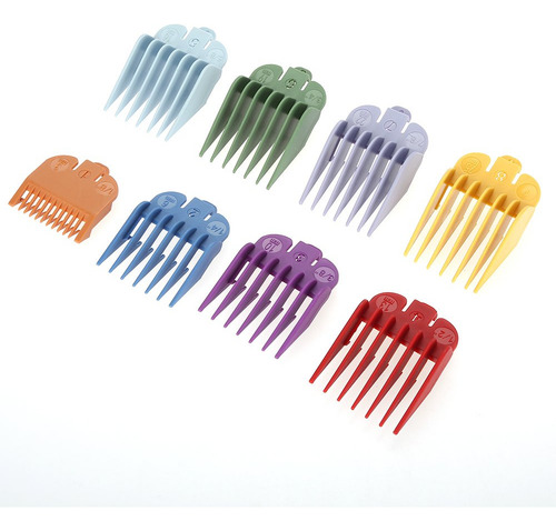 8 Tamaños Cortador De Pelo Guía Peine Set Rainbow Color Clipper Repuestos Accesorios De Corte De Pelo Se Adapta A La Mayoría De Los Recortadores De Pelo Wahl De Tamaño Completo