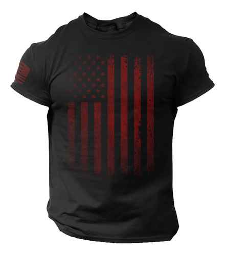 Camiseta Con Bandera Vintage De Estados Unidos, Color Rojo, 