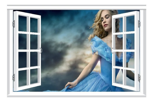 Vinilos Efecto Ventana 3d Cenicienta - Cali - 1.50m X 1m