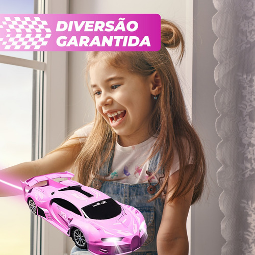 Carrinho De Controle Remoto Drift Brinquedo Corrida Veloz Com Luz Recarregavel Rosa Menina Kizumba