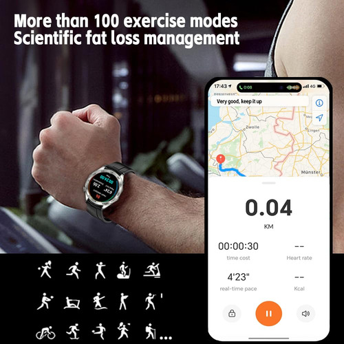 Lakeyloyi - Rastreador De Actividad Física Para Hombres Y Mujeres, Visualización Hd Impermeable, Asistente De Voz Ai 24 Horas De Sueño, Monitoreo De F