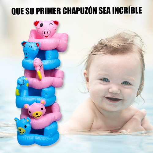 Flotador Inflable Piscina Para Bebe 50x45x30 Playa Osito Rosa