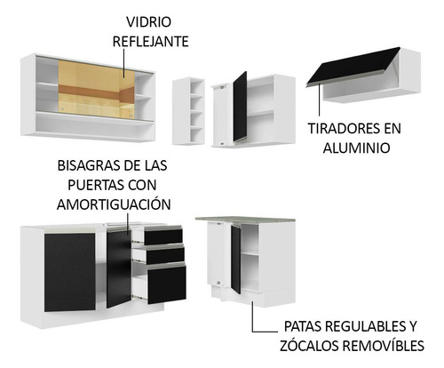 Cocina Integral Completa Modular Madesa Glamy 349cm Bn 06