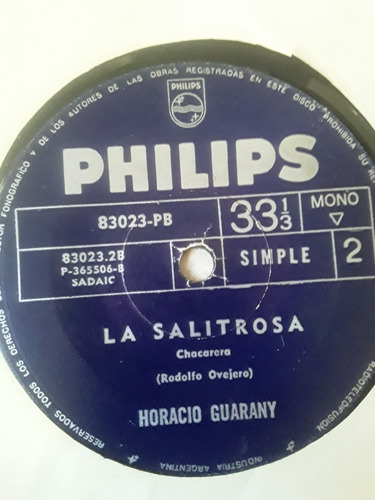 Horacio Guarany La Salitrosa Cuando Single Vinilo Kktus