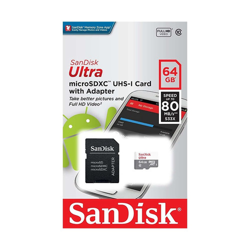 Cartão Micro Sd 64gb Ultra 80mb Classe 10 - Sandisk