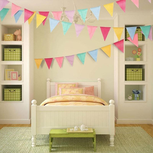Imagen 10 de 10 de Banderines Decorativos Guirnaldas De Tela