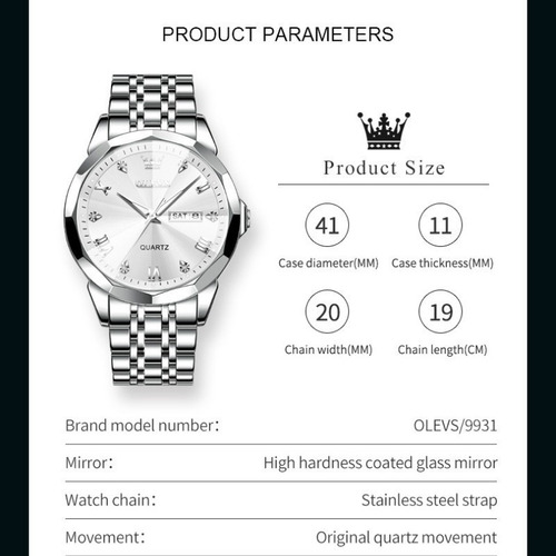 Reloj Analógico De Cuarzo Impermeable Para Hombre Olevs 9931