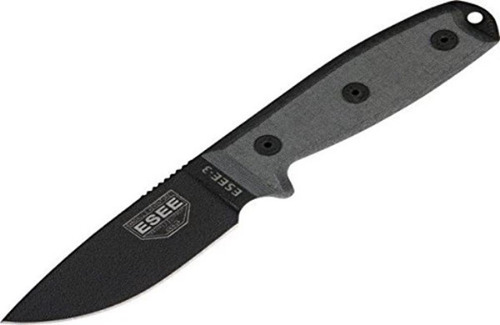 Esee - 3 Cuchillas Negras Modificadas De Borde Liso Con Asas