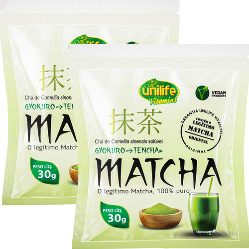 Kit 2 Matcha 100% Puro Chá Verde Vitamínico 30g - Unilife