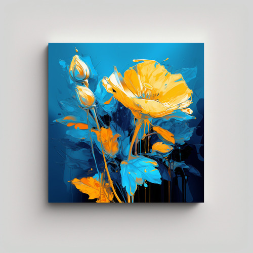 80x80cm Pintura De Pared Hermoso Fantasía Amarillo Y Azul