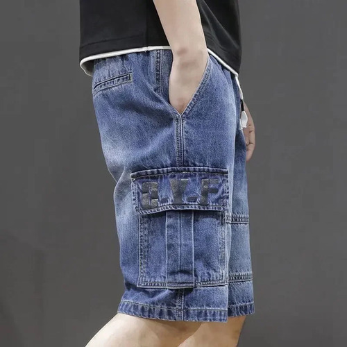Pantalones Cortos Tipo Cargo De Mezclilla Informales Para Ho