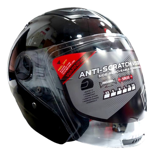 Casco Semi Integral Speedy Color Negro Talla L Moto