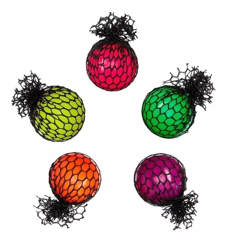 6 Pelotas Antiestres Neon Bola De Malla Cerebro Squishy Ball