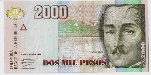 Fk Billete Colombia 2000 Pesos 2014 P-456 Sin Circular