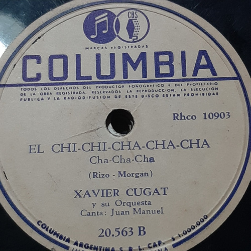 Pasta Xavier Cugat Bolival Juan Manuel Columbia C228