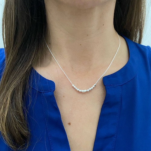 Imagen 6 de 9 de Collar Gargantilla Plata 925 Bolita Diamantada Mujer Agálea