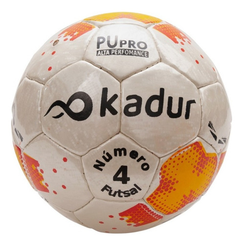 Pelota Futsal Profesional N 4 Cosida Mano Poliuretano Sala Color Blanco/naranja