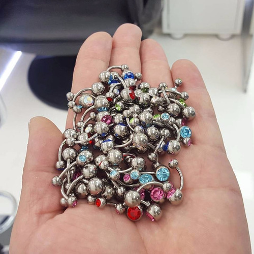 Imagen 2 de 3 de Piercing Doble Strass Titanio Piercing Argentina ®