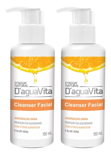 2un Gel Facial Cleanser D'agua Vita 150ml Dágua Natural Tipo De Pele Normal