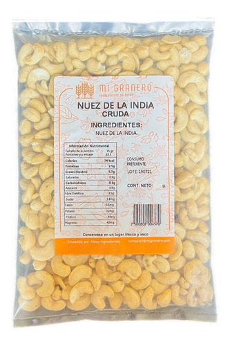 Nuez De La India Cruda Sin Sal 1 Kg Premium