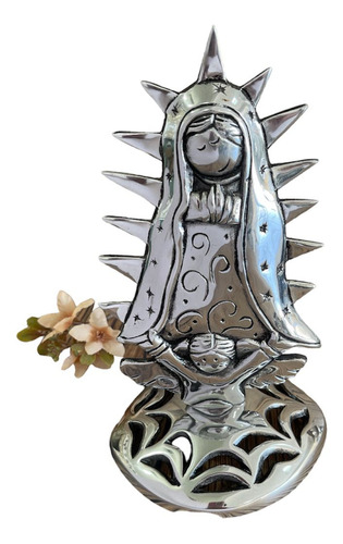 Centro De Mesa De Virgencita De Guadalupe Plis De Pewter 