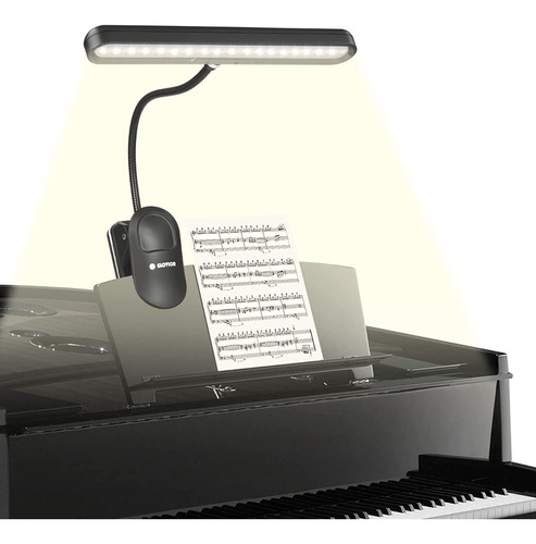 Lámpara Led De Piano Diseño Moderno 3 Temperaturas De Color Estructura Negro Pantalla Blanco