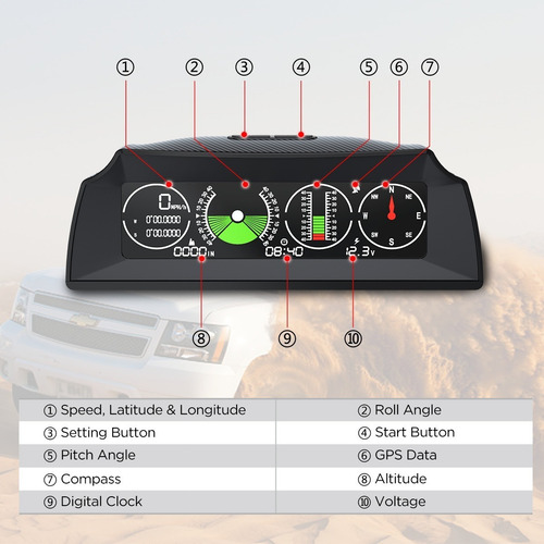 Medidor Velocidad X90 Gps Pendiente Inclinómetro Brújula 4x4