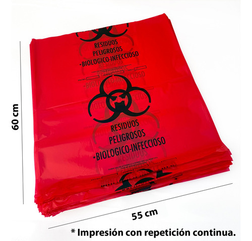 Bolsa Rpbi Para Residuos Peligrosos 55x60, 100 Bolsas