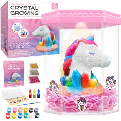 Crystal Growing Kit, Light-up Unicorn Terrarium Kit, Gr...