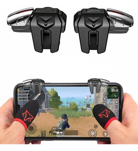 Gatillos Celular Feilibake F6 Con 4 Botones + Dedales Gamer