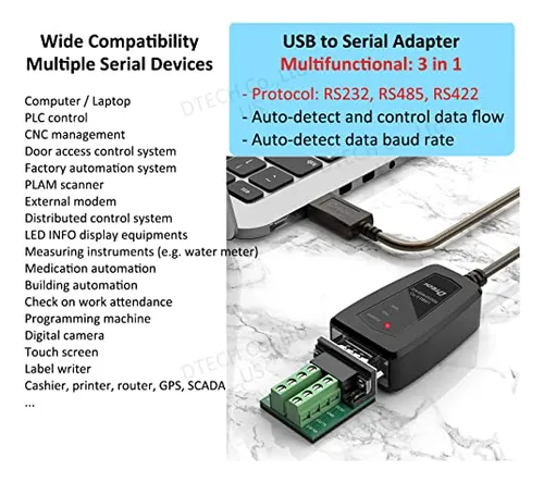 Adaptador Usb A Serie Dtech, Cable Rs422, Rs485, R232 A Usb