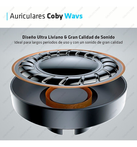 Imagen 3 de 10 de Auriculares Bluetooth Deportivos Recargables Usb Coby Wavs