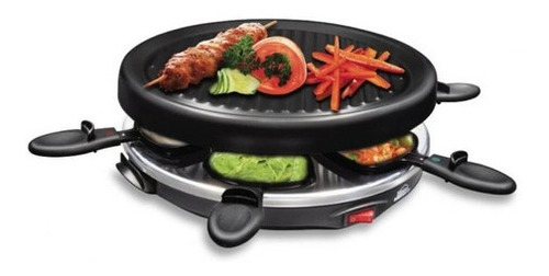 Asador Raclette Eléctrico 28cm Antiadherente Home Elements Color Negro