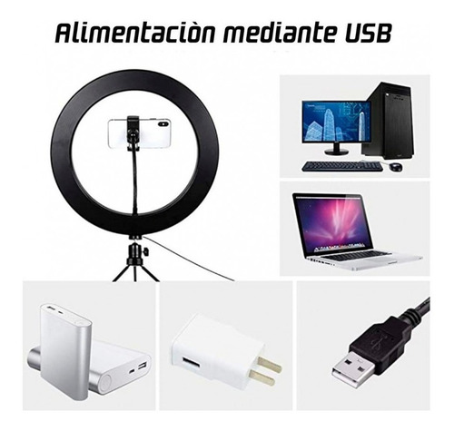 Imagen 7 de 10 de Aro Luz Led 26cm Para Celular Mini Tripode Profesional