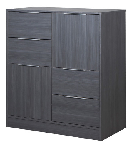 Cómoda Chifonier Melamina Murano 2 Puertas 4 Cajones Color Antracita