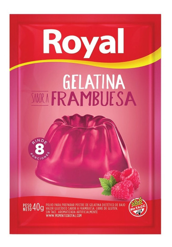 Gelatina Royal Sabor Frambuesa Sin Tacc 40 Grs Pack 16 Unid