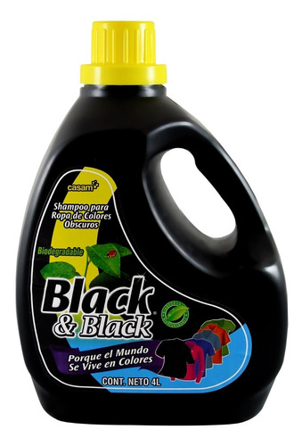 Shampoo Black & Black Para Ropa De Colores Obscuros De 4 L