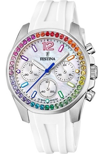 Reloj Festina Mujer Caucho Blanco Crono Multicolor F20610.2