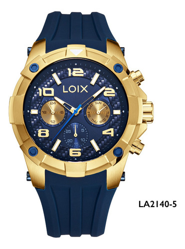 Reloj Hombre Loix® La2140-5 Azul Con Dorado, Tablero Azul