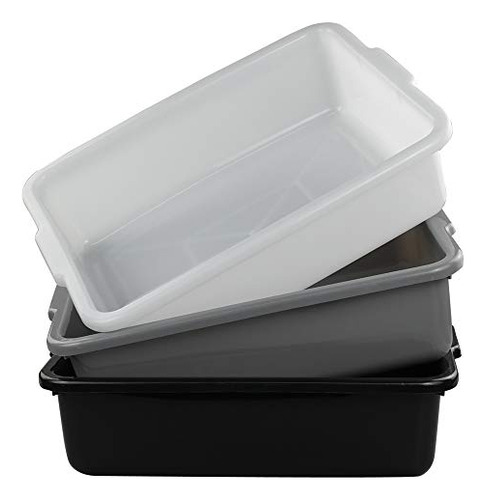 Caja Comercial Bus De Plstico, 3-pack Con Tapa, Negra