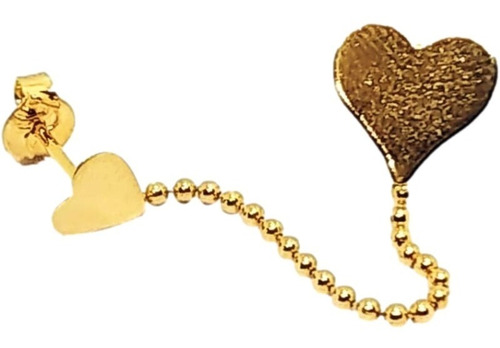 Aro Corazón Doble Y Cadena En Oro 18k Laminado Para Mujer 