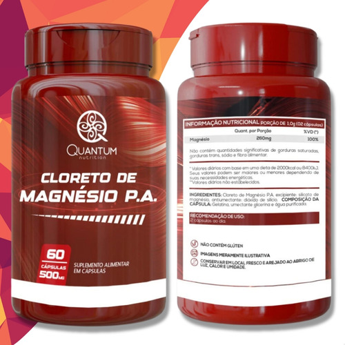 3 Potes Cloreto De Magnésio P.a. Puro Kit 180 Cáps - Quantum